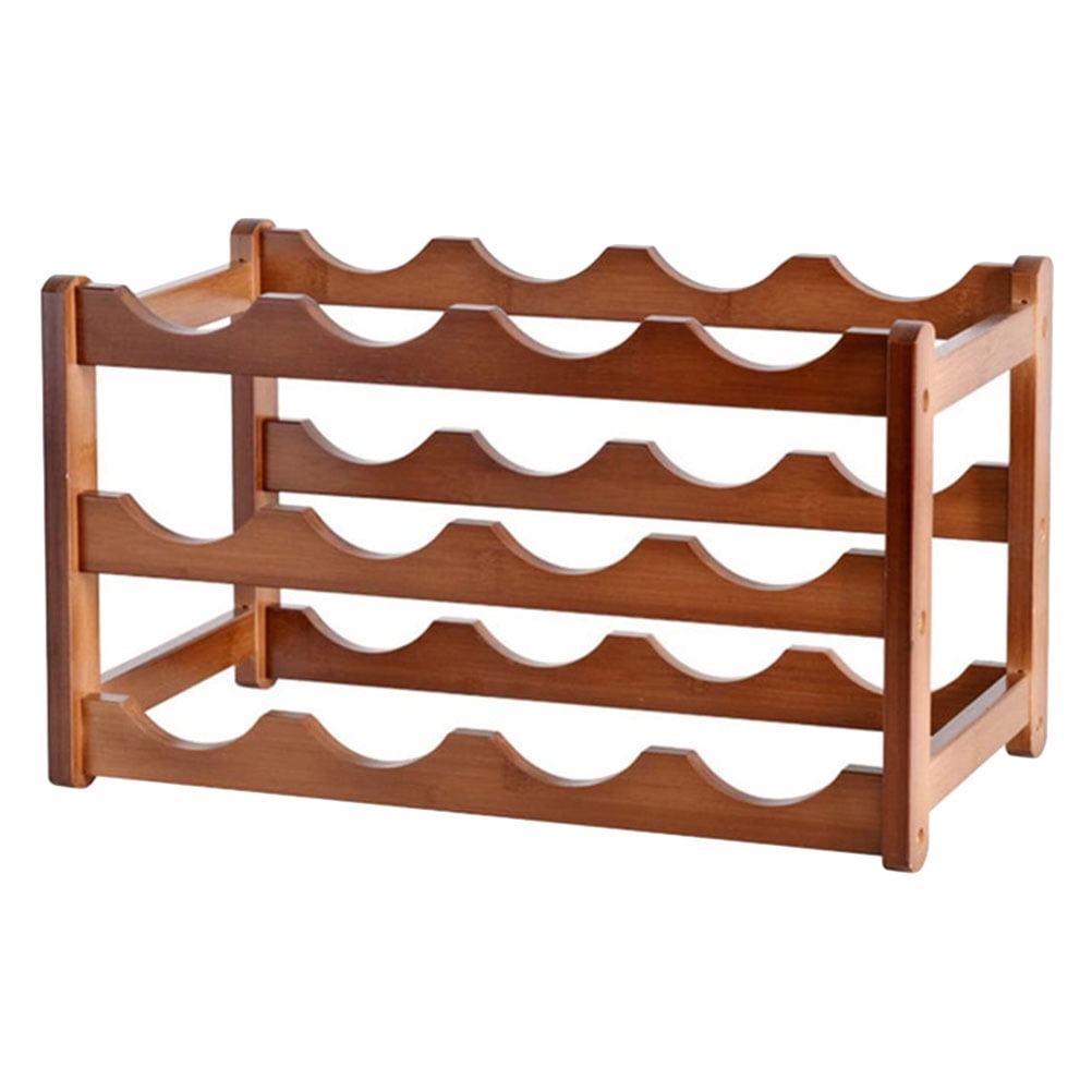 NUOLUX Rack Bottle Holder Countertop Carrier Champagne Wooden Shelf