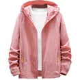 thumbnail image 2 of GUZOM Mens Hooded Windbreaker Jacket Lightweight Nylon Active Outdoor UV Protection Moisture Wicking Packable for Travel Casual Zippered Pockets Pink,Size XL, 2 of 9