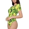 thumbnail image 2 of KLL Women 's Crew Neck Bodysuit Jumpsuits Kiwi and Avocado Print Short onesies Stretch T Shirts, 2 of 7