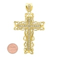 thumbnail image 3 of Men's 2 Inch Large 14k Gold Plated Filigree Framed Cubic Zirconia Cross Pendant (48.5mm x 64mm), 3 of 6