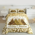 thumbnail image 2 of Homewish Merry Christmas Tree 2pcs Bedding Comforter Set for Teens Boys Girls,Leopard Print Twin Comforter Sets,Bling Golden Glitter Breathable Bedding Set,Lightweight Room Decor, 2 of 8