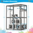 thumbnail image 3 of Outdoor Wooden Cat- Large Solid Wood Cat Cage Playpen with 2 Jumping Platforms & 7 Napping Houses, Walk-in Cat Kennel Condo Shelter for Pet Cat,Grey, 3 of 7