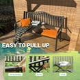 thumbnail image 3 of JMGJOY 2 in 1 Metal Outdoor Bench, Weatherproof Garden Bench, with Striped Pattern Backrest and Folding Middle Table, for Patio, Porch, Park, Lawn, 3 of 9