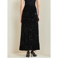 thumbnail image 3 of DARING DIVA Women's Sequin Velvet Skirt Sparkle Party Maxi Skirt S Black, 3 of 6