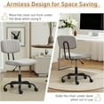 thumbnail image 6 of Small Home Office Desk Chair with Wheels, Armless Comfy Vanity Chair Swivel Computer Task Chair No Arms, Modern Height Adjustable Low Back Rolling Chair for Small Space (Linen Fabric Grey), 6 of 18