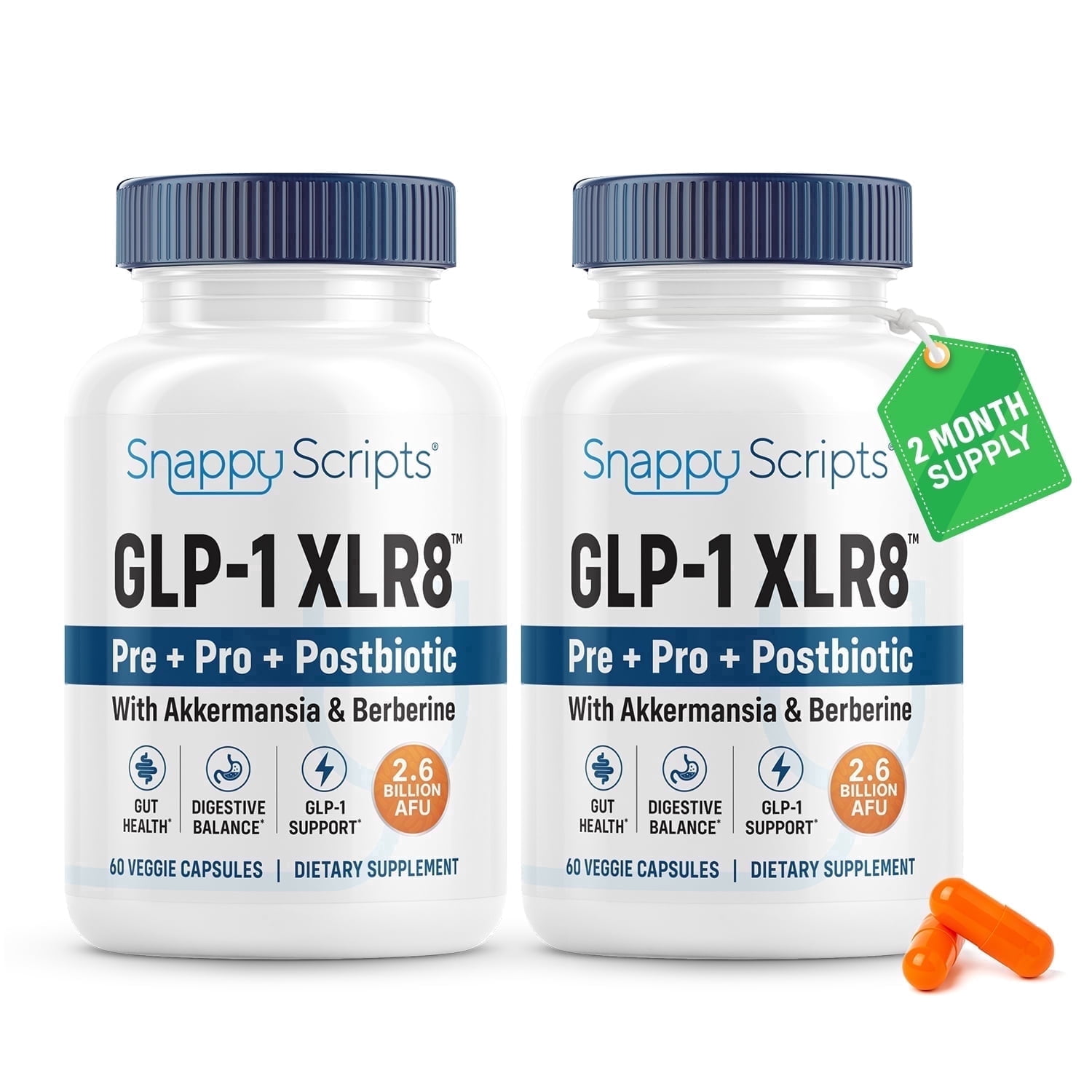 GLP-1 XLR8 Supplement Digestion, Constipation, Bloating Relief with Akkermansia 2.6 Billion AFU Live Prebiotic Probiotic Postbiotic Gut Health + Berberine for Women Men 120 Capsules
