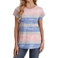 thumbnail image 3 of YUGYXL Tuniques pour Femmes Manches Courtes Chemises Tendance Manches Raglan Blouses Habillées Col Rond Hauts Imprimés Sorties Tees B Multicolore S, 3 of 6