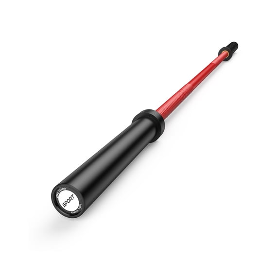 GOCAPTAIN 7FT International Sports Barbell 45LB, 1000LB Capacity, Strength Training Bar for Powerlifting, Squats, Deadlifts, Bench Press, Weight Bar Fits 2" Standard Plates, Red and Black