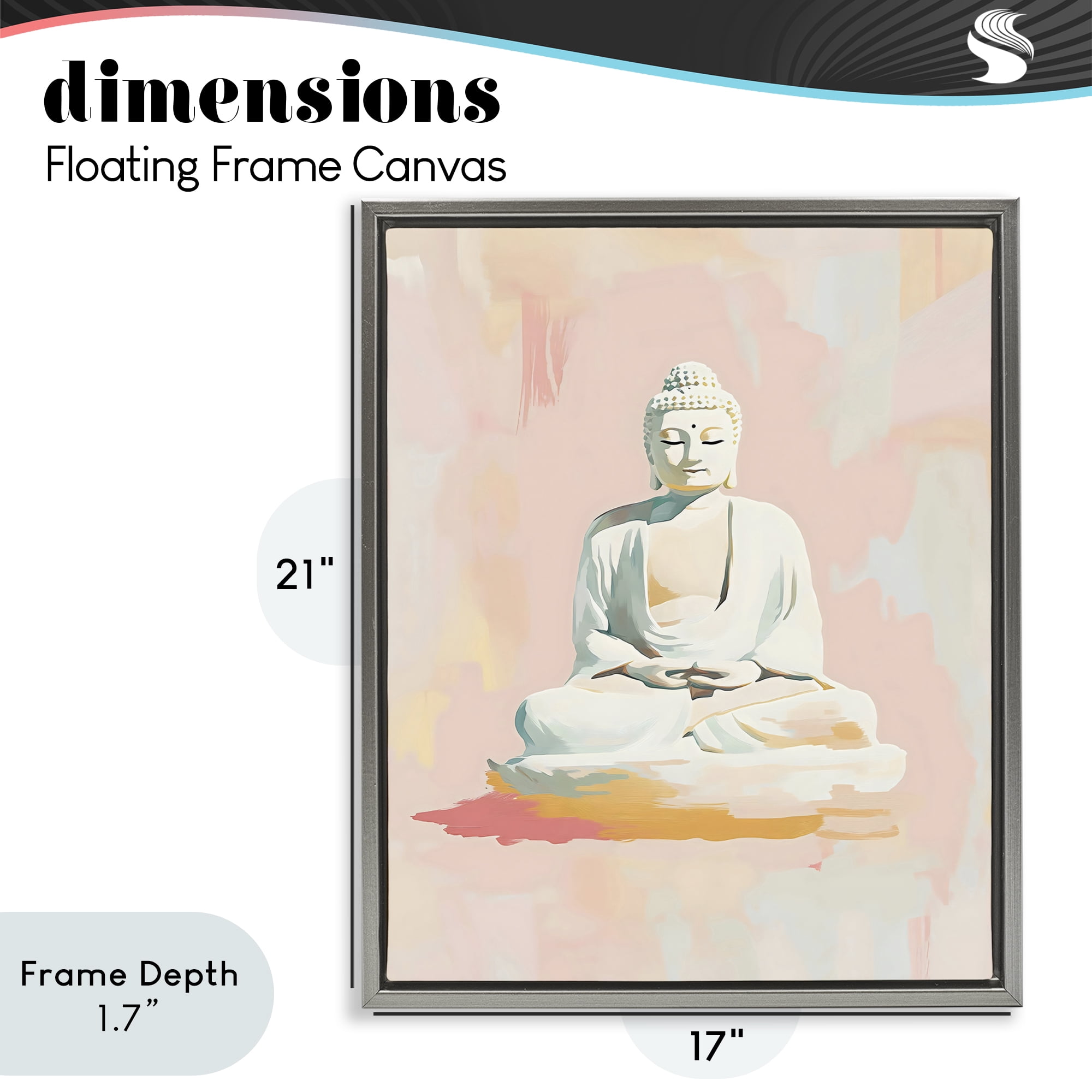 Stupell Industries Pastel Buddha In Quiet Meditation Gray Framed Floater Canvas Wall Art, design by The Prints Vibe