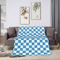 thumbnail image 6 of ZNDUO Lightweight Microfiber Bed Blanket, Scottish Blue Checkerboard Pattern Super Soft Flannel Cozy Throw Blankets, 40"x30", 6 of 8