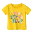 thumbnail image 3 of PMVFHDE Hauts d'Été Tendance Fille Hauts d'Été Manches Courtes pour Fille Hauts Manches Courtes Filles Hauts Enfants Filles Pâques Mignon Graphique Col Rond T-Shirt d'Été Jaune, 1-2 Ans, 3 of 4