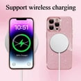 thumbnail image 3 of iPhone 14 Pro Max case, Compatible with MagSafe Luxury Glitter Bling Plating Love with Cute Heart Phone Case Full Camera Lens Protection Magnetic Case for Women Girls Back Cover(Pink), 3 of 11