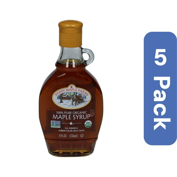 Shady Maple Farm Organic Amber Syrup with Rich Taste 8 oz (Pack of 5)