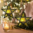 thumbnail image 6 of Five Pointed Star Windproof Candlestick, Stained Glass Wind Lamp, Retro Holiday Candle Holder, 19.7x18.6cm Metal Glass Lantern, for Outdoor Indoor Decor, Hanging Candle Lantern, 6 of 6