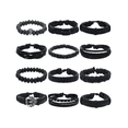 thumbnail image 1 of 12 Piezas Pulseras Trenzado Brazalete Hombre Cuero Vintage Malubero Negro, 1 of 5
