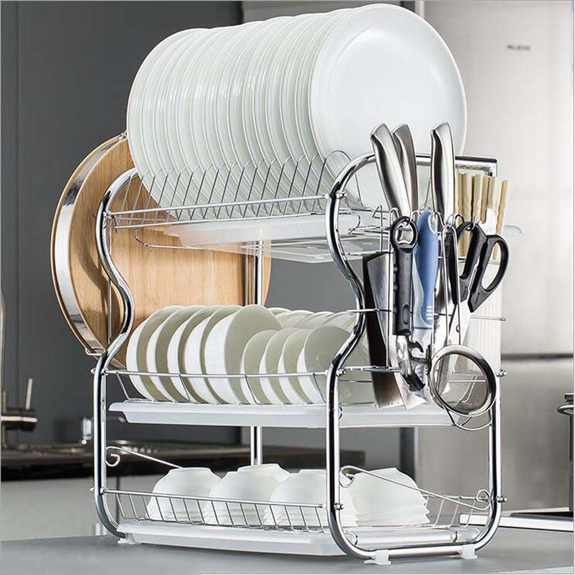 3 Tier Dish Drying Rack Kitchen Supplies Storage Shelf Stainless Steel