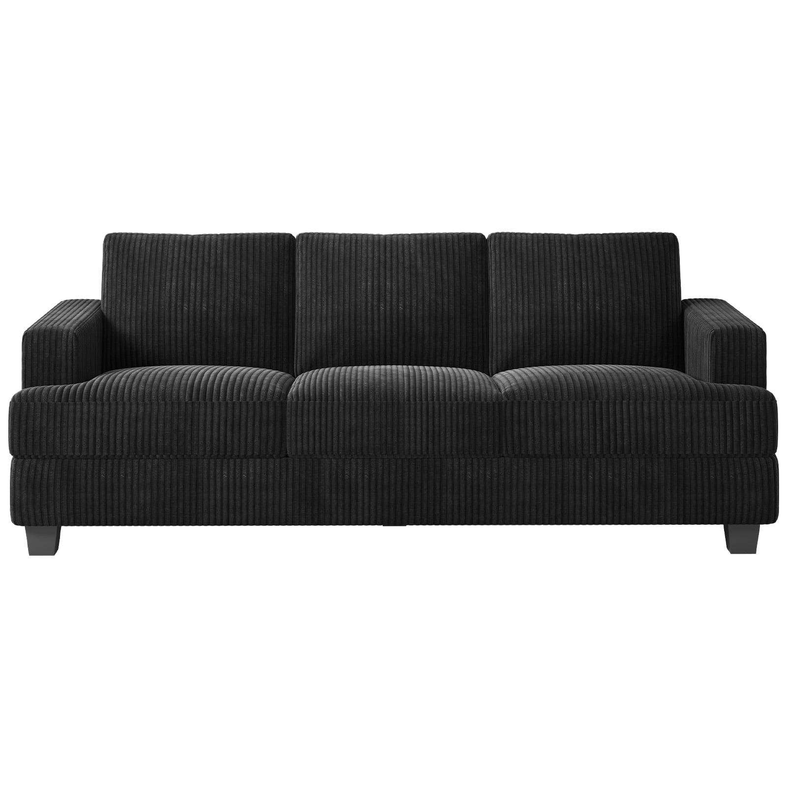 BLAZANT 89" Extra Deep Seats Oversize, Wide Corduroy Fabric 3 Seater Sofa for Living Room, Modern Couch and Sofa, Comfy Armrests and Seats and Backrests, Easy Installation,Black