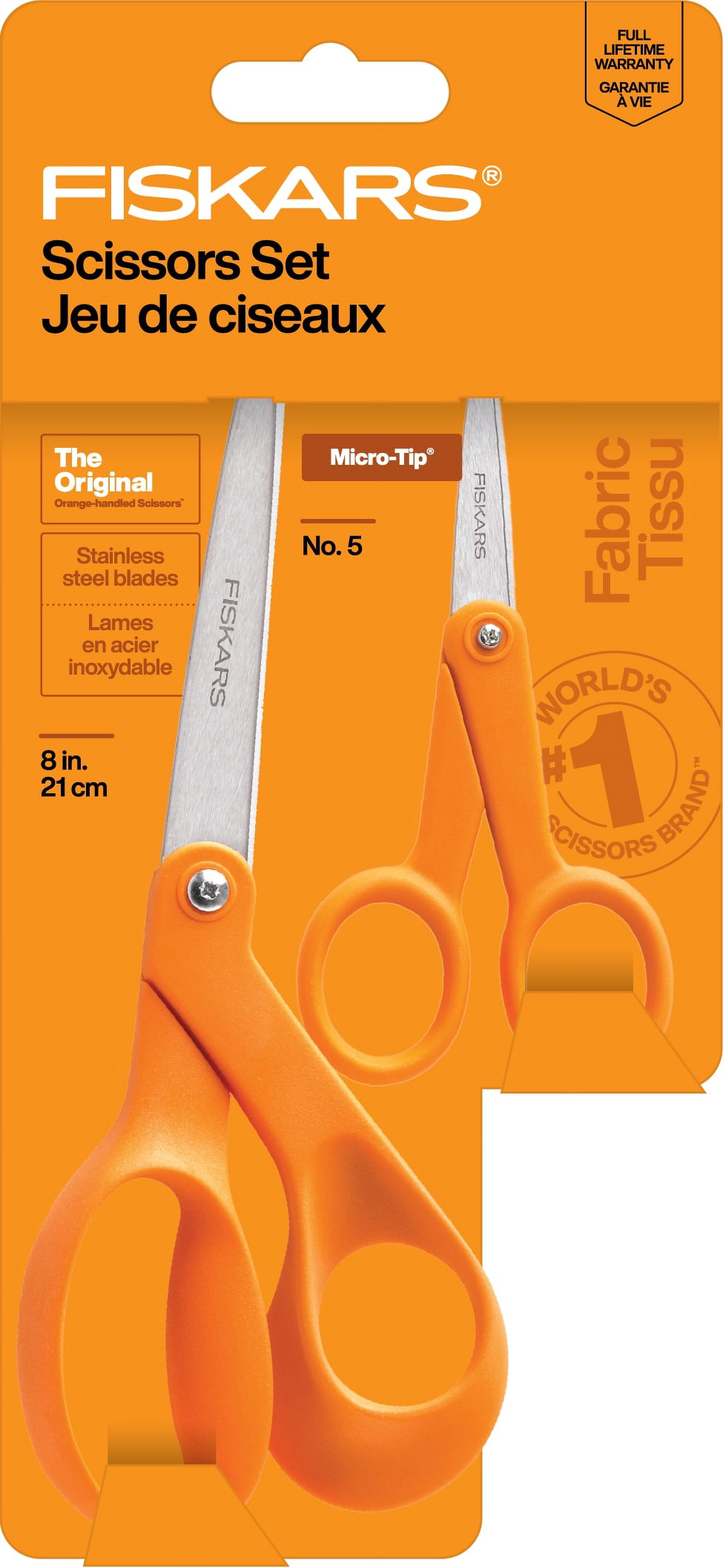 Fiskars Crafting Scissors 2-Piece Set, 8" & 5" Micro Tip photo 2