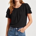 thumbnail image 3 of GigrtiJin Womens Short Sleeve T Shirts Pleated Baggy Basic T Shirts Casual Outdoor Pull On Round Neck Cropped Tees for Womens, 3 of 7