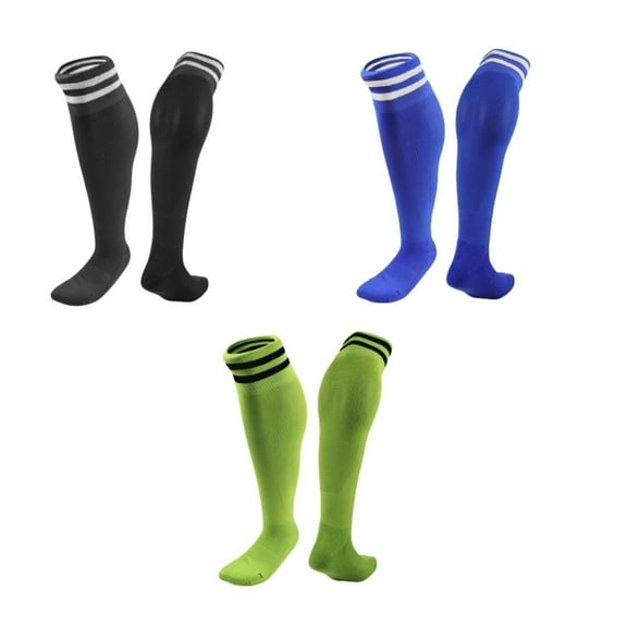 Lian LifeStyle 3 Pairs Knee High Sports Socks for Soccer, Softball, Baseball, Soccer, and Many Other Sports XL002 Size S Black,Blue,Green