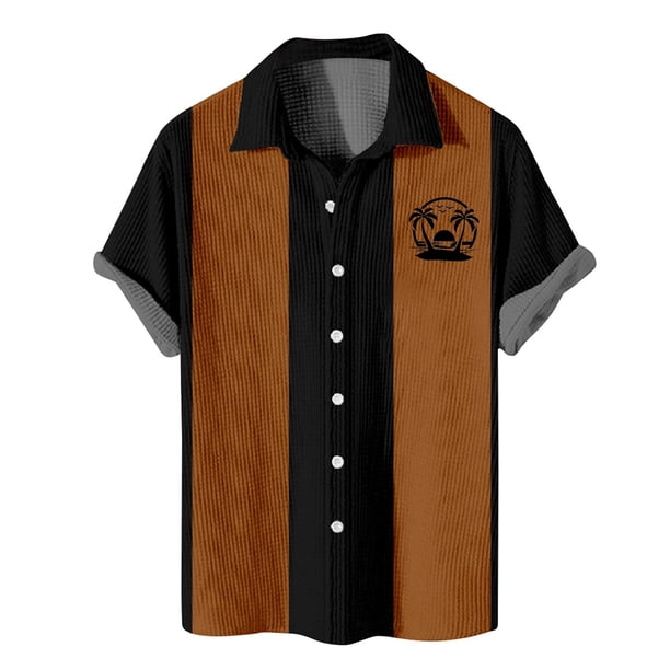 Men's Hawaiian Printed Button Short Sleeve Shirts Men's Casual Fashion Short Sleeve ShirtsM