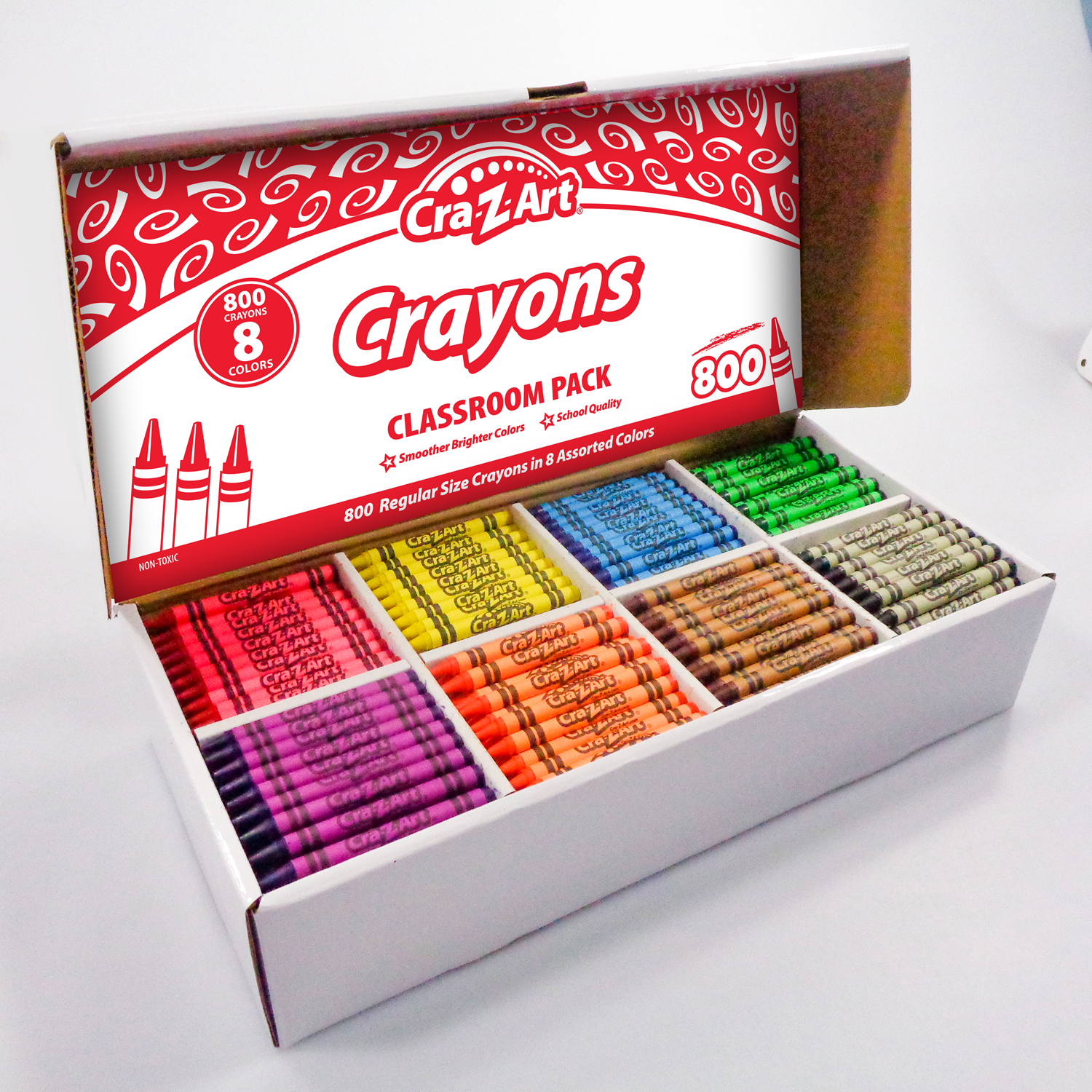 Cra-Z-Art Crayon Classroom Pack, 8 Color, Box of 800