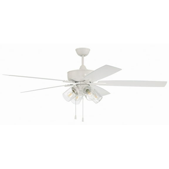 OS104W5 Craftmade Lighting Outdoor Super Pro - 5 Blade Ceiling Fan with Light Kit In Classic Style-60 Inche Wide-White Finish