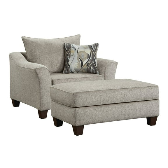 Roundhill Furniture Camero Fabric Pillowback Accent Chair with Ottoman