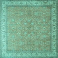 thumbnail image 1 of Ahgly Company Machine Washable Indoor Square Persian Turquoise Blue Traditional Area Rugs, 4' Square, 1 of 4