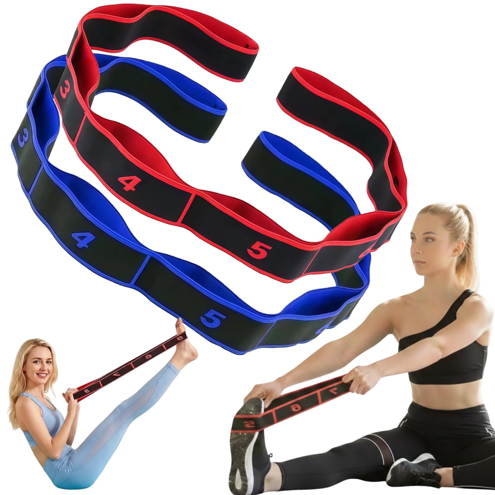 Numbered Resistance Band for Glutes, Fitness Resistance Bands, 8-Section Elastic Training Bands for Yoga, Stretching, Pilates, Fitness