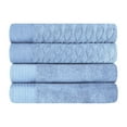 thumbnail image 2 of BNM Turkish Cotton Jacquard and Solid Towel Set of 4, Pacific Blue, 2 of 6