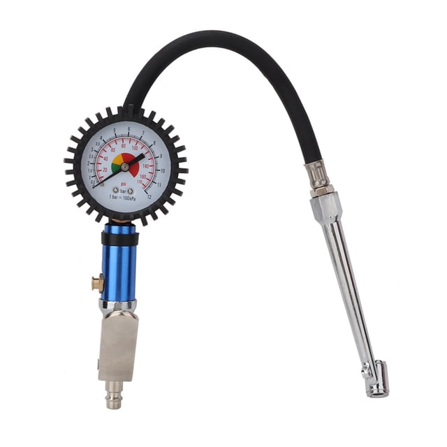 TICFOX Pistola De Presión De Aluminio Inflador De Neumáticos De Sujeción Automática De 12 Bares con Manómetro De Aire Y Conector De Aire Rápido