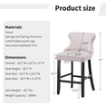 thumbnail image 2 of Counter Height Bar Stools Set of 6, Beige Wood Bar Stools for Kitchen Island, Modern Barstools with Button Tufting Back, Sillas para Barra de Cocina, Velvet Island Chairs with Wood Legs (Beige, 6Pcs), 2 of 6