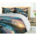 thumbnail image 4 of Ambesonne Lake Duvet Cover Set, Wooden Pier Dramatic Night, King, Coral Dark Turquoise, 4 of 6
