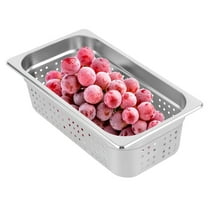 2pcs 4" Deep Anti-Jam Perforated Stainless Steel Steam Table Pan Buffet Silver 1/3 Size