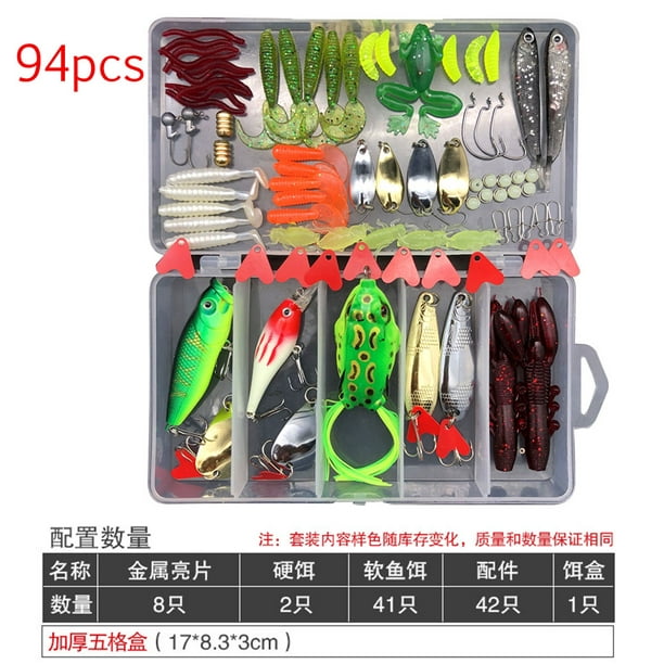 Leadingstar 75pcs/94pcs/122pcs/142pcs Fishing Lures Set Spoon Hooks Minnow Pilers Hard Lure Kit In Box Fishing Gear Accessories 122 Pieces (Random Col