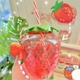 thumbnail image 5 of Cute Strawberry Shaped Water Bottle with Straw | Portable Kawaii Plastic Cup for Cold Drinks | Leak-Proof Student Milk Tea Tumbler, 5 of 5
