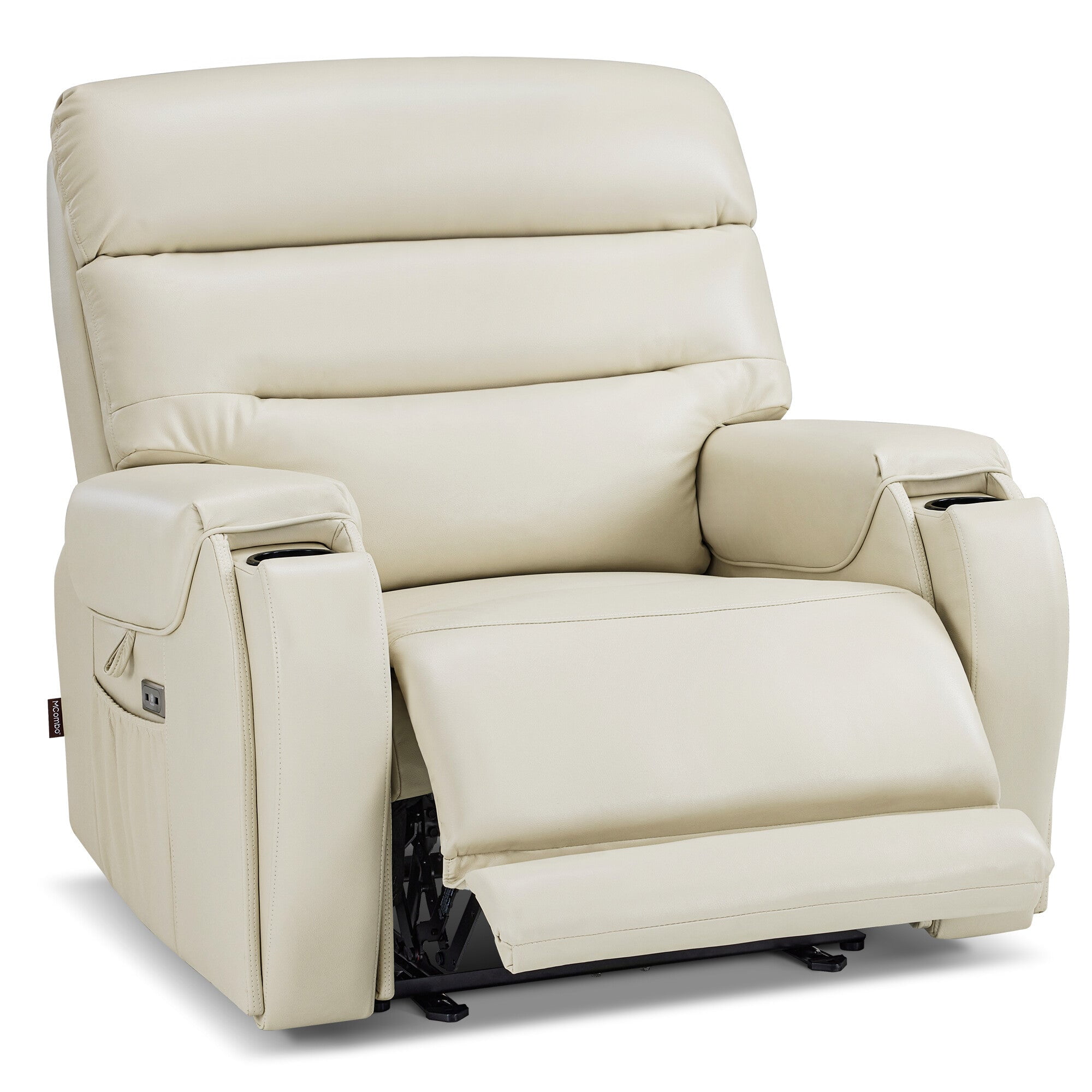 MCombo 27‘’ Extra Wide Oversized Power Recliner Chair for Big Tall Adults, Faux Leather, Cream White