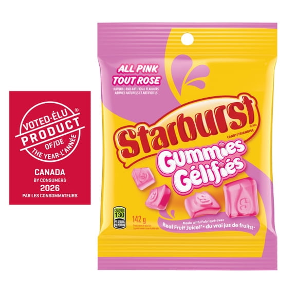 STARBURST, Tout rose, bonbons gélifiés fruités, sac de format à partager, 142 g