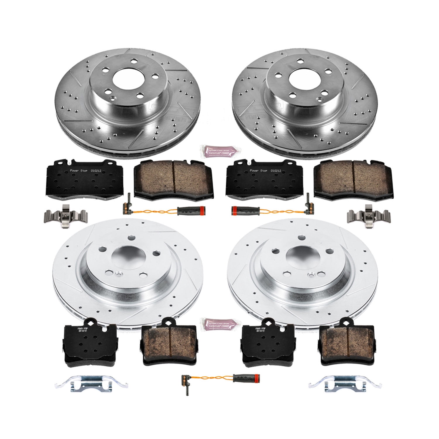 PowerStop Front and Rear Z23 Evolution Sport Carbon-Fiber Ceramic Brake Pad and Drilled & Slotted Rotor Kit Fits: MERCEDES-BENZ Select Models K6746