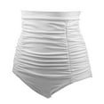 thumbnail image 3 of Women's Retro High Waisted Bikini Bottom Ruched Swim Short Tankinis Solid Pleated Briefs Shorts Full Coverage Bathing Suit Bottom, 3 of 5