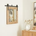 thumbnail image 2 of DecMode 30" x 27" Brown Wall Mirror with Metal Hanging Rod, 2 of 7