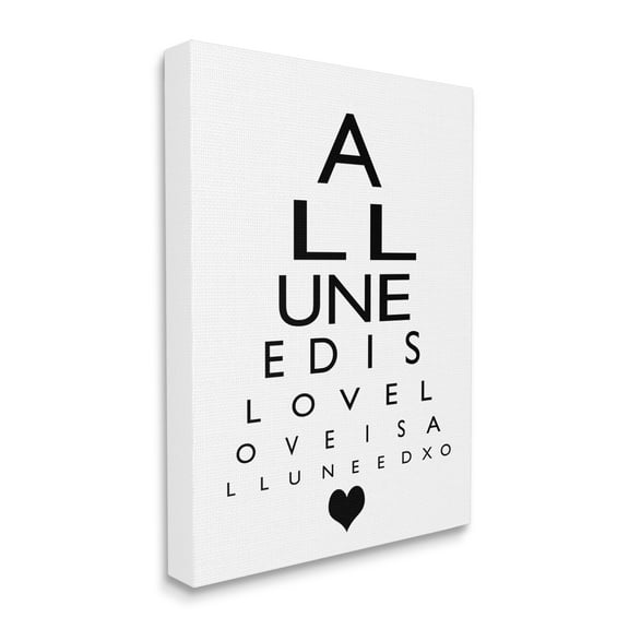 Stupell Industries All You Need Is Love Seeing Eye Chart Inspirational Painting Gallery Wrapped Canvas Print Wall Art, 16 x 20