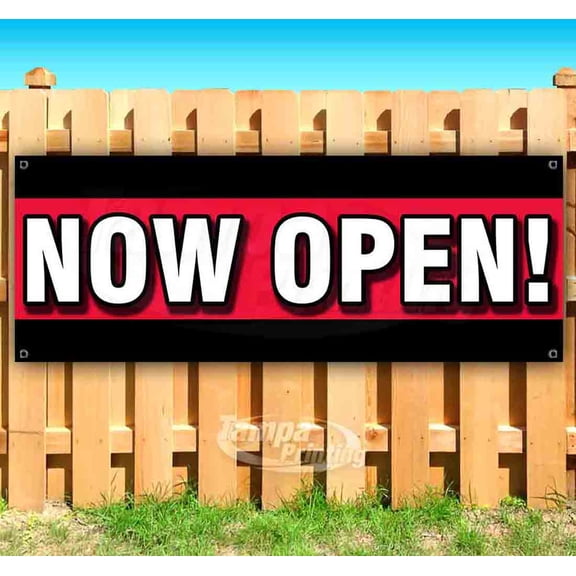 Now Open! 13 oz Vinyl Banner With Metal Grommets