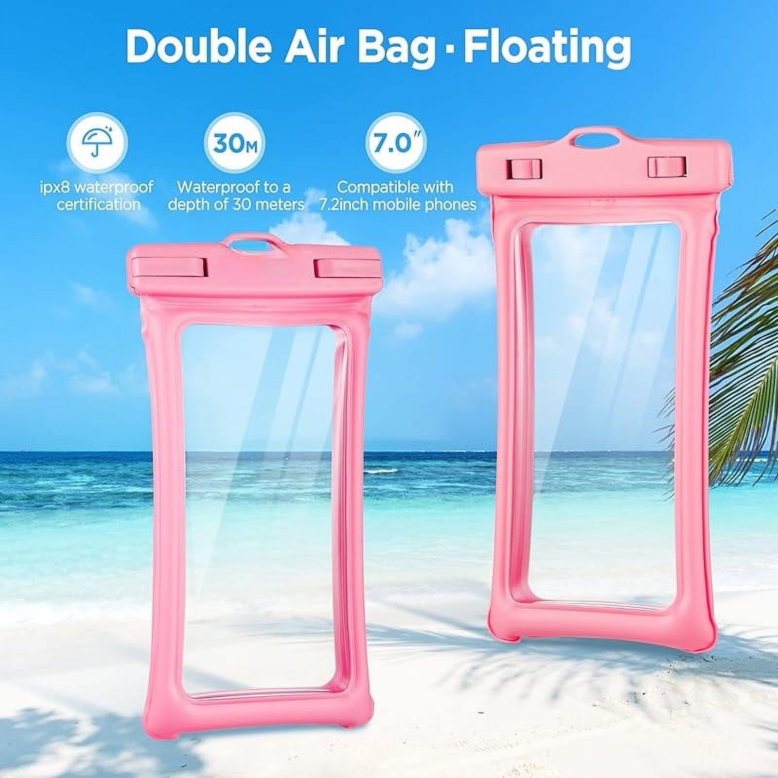 [Floatable] Floating Universal Waterproof Phone case 2 Pack-Up to 7.0",Phone Pouch with Adjustable Neck Lanyard,IPX8 Cellphone Dry Bags for Vacation Water Activities（Black+Pink）