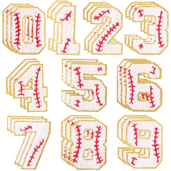 Parches con números de béisbol Hiron on Chenille Hotop, 30 unidades