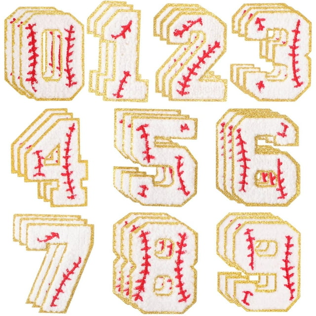 Parches con números de béisbol Hiron on Chenille Hotop, 30 unidades
