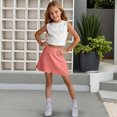 thumbnail image 3 of Girls Tennis Skirt, Athletic Golf Skirts with Shorts Solid Color High Waisted Skorts for Workout Plus Size Midi Skirt Wine 13Y, 3 of 9