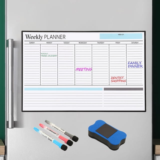 Uxcell 16.9" x 11.8" Calendario de tareas magnético, pizarra blanca de borrado en seco
