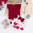 thumbnail image 4 of Gerichy Girls Summer Outfits, Girls Clothes T Shirt Tops Floral Suspender Shorts Ruffle Sleeve Outfits Headband Set Spring Summer, 4 of 9